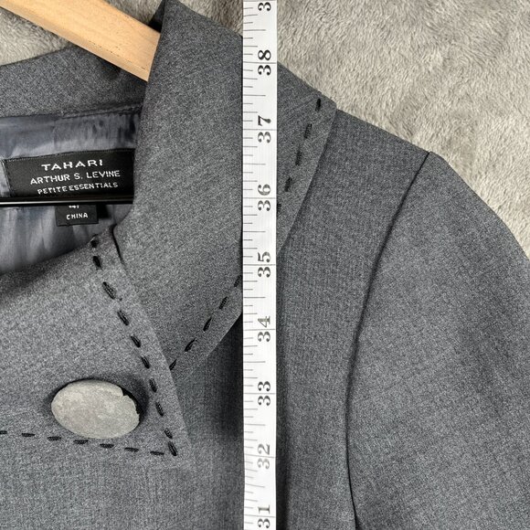 Tahari Arthur S Levine Gray Wide Collar Sheath Dress 4P Short Sleeve Career - Picture 6 of 11